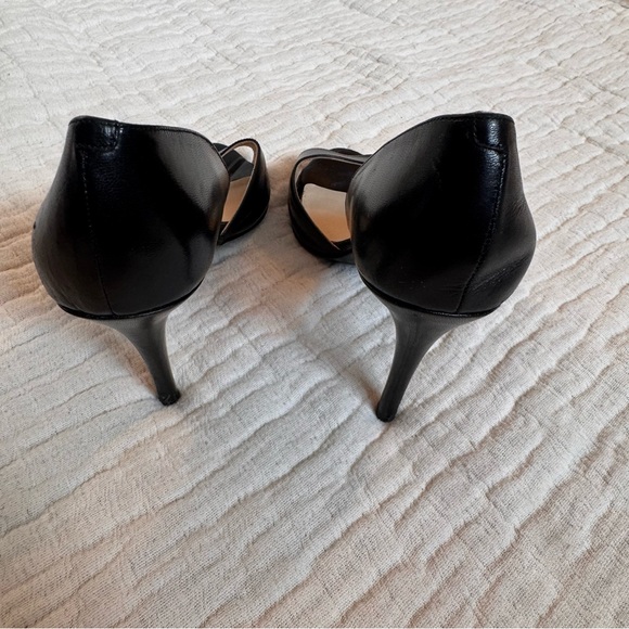 Nine West Classic Leather Black Peep-Toe Heels Women’s Size 9 - Picture 4 of 10